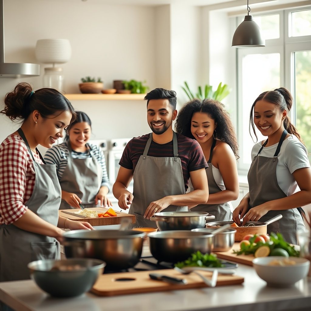 Cooking class in action