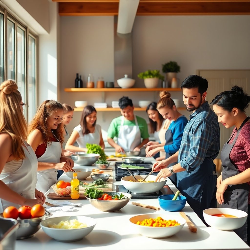 Cooking class in progress